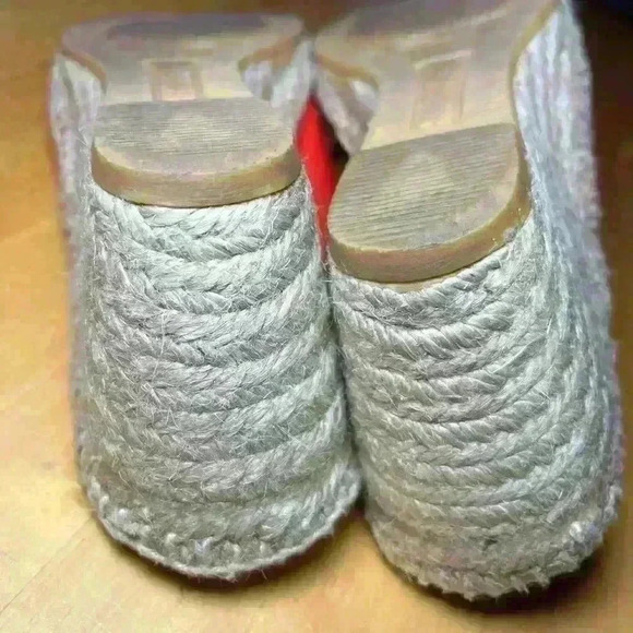 Bettye Muller Espadrille Wedge Leather- Size 41 / US 10 〰️ Red - Picture 11 of 13